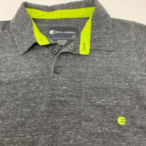 Billabong Boys Gray Short Sleeve Polo Shirt Youth Size 5 Polyester Cotton Blend - Picture 7 of 8